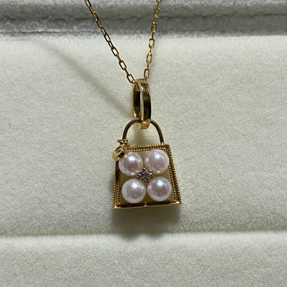 18K Yellow Gold Akoya Pearl Heart Pendant, 18K Yellow Gold, Akoya Pearl Necklace Charm