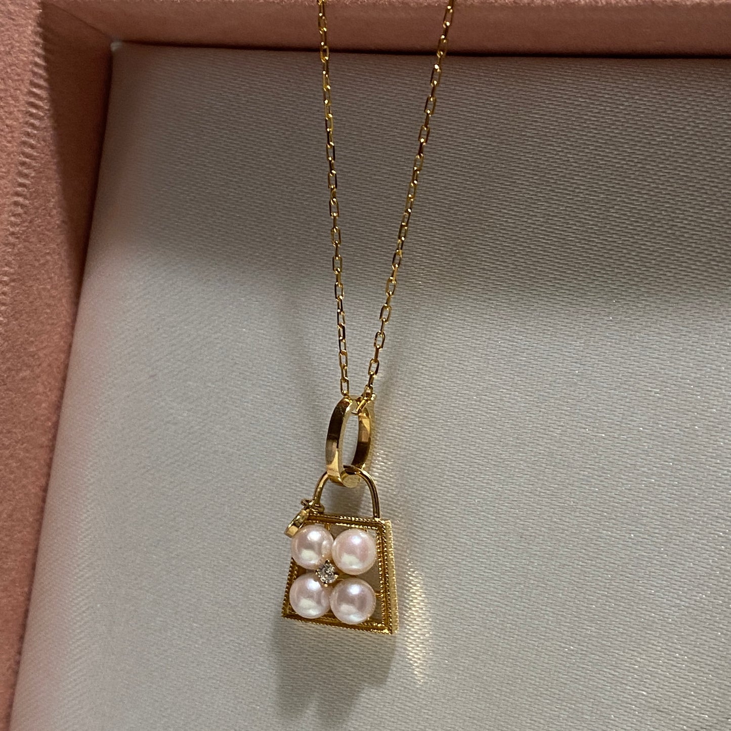 18K Yellow Gold Akoya Pearl Heart Pendant, 18K Yellow Gold, Akoya Pearl Necklace Charm