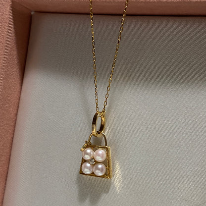 18K Yellow Gold Akoya Pearl Heart Pendant, 18K Yellow Gold, Akoya Pearl Necklace Charm