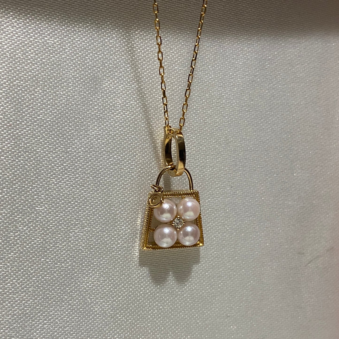 18K Yellow Gold Akoya Pearl Heart Pendant, 18K Yellow Gold, Akoya Pearl Necklace Charm