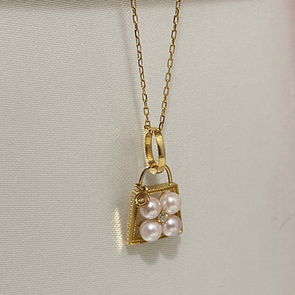 18K Yellow Gold Akoya Pearl Heart Pendant, 18K Yellow Gold, Akoya Pearl Necklace Charm
