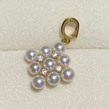 18K Yellow Gold Akoya Pearl Bracelet with Lace, 18K Akoya Pearl Lacy Bangle, Infinity 8 Wire