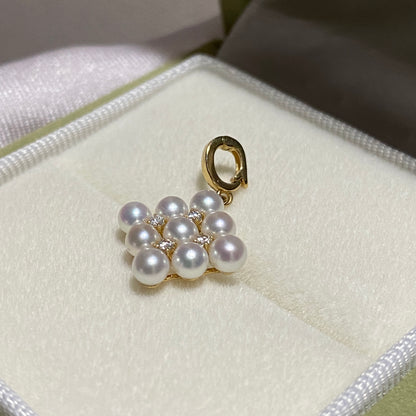 18K Yellow Gold Akoya Pearl Bracelet with Lace, 18K Akoya Pearl Lacy Bangle, Infinity 8 Wire