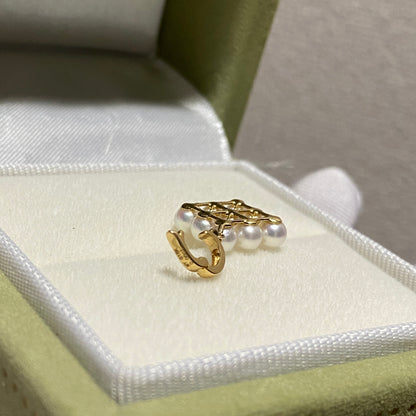 18K Yellow Gold Akoya Pearl Bracelet with Lace, 18K Akoya Pearl Lacy Bangle, Infinity 8 Wire