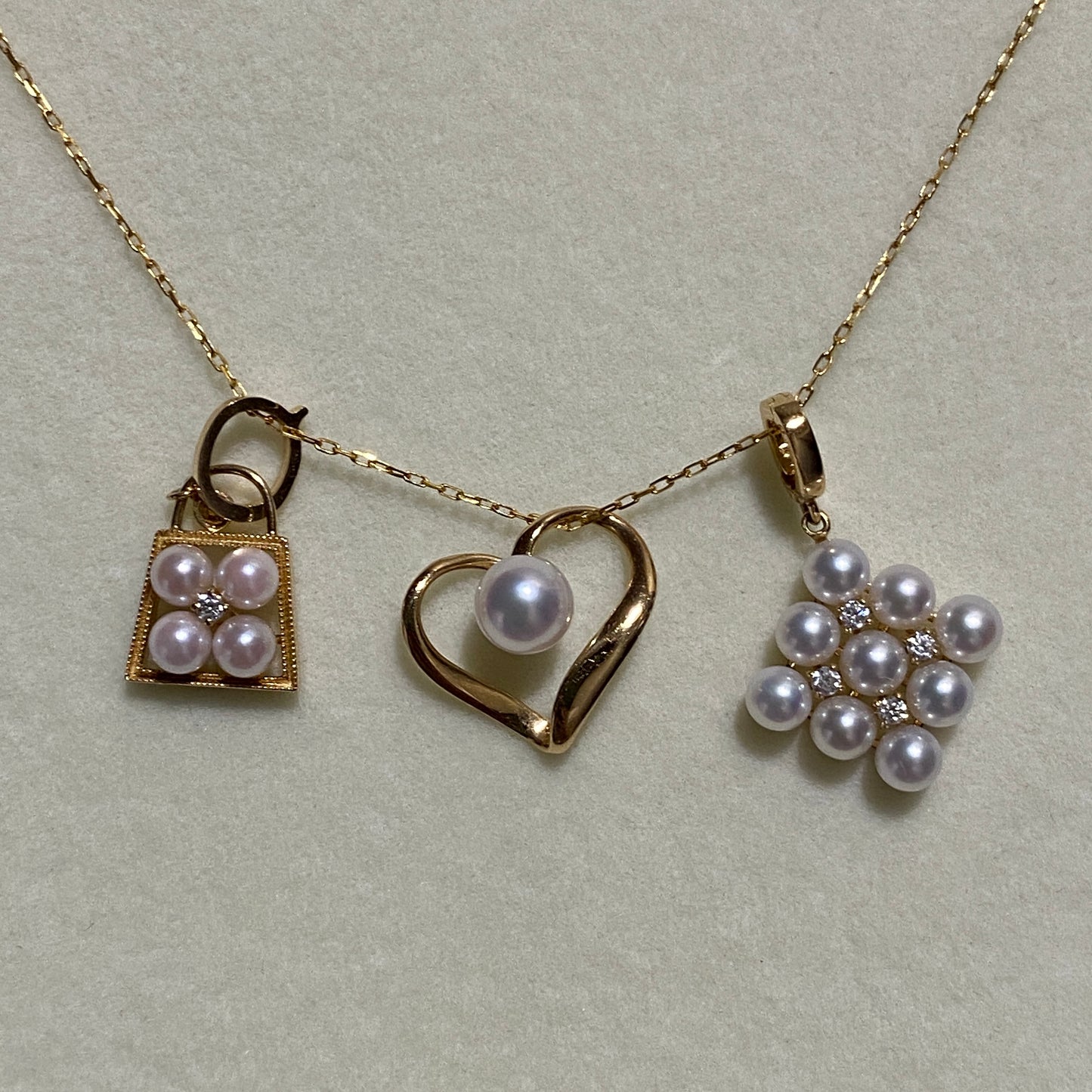 18K Yellow Gold Akoya Pearl Heart Pendant, 18K Yellow Gold, Akoya Pearl Necklace Charm