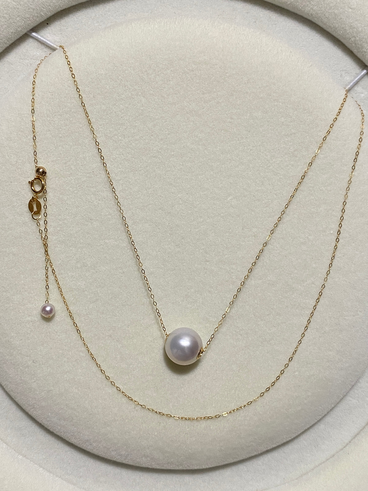 K18YG WG 白蝶真珠 オーストラリア産 ホワイトパール 一粒ペンダント スルーネックレス スライド式チェーン 18k white pearl pendant