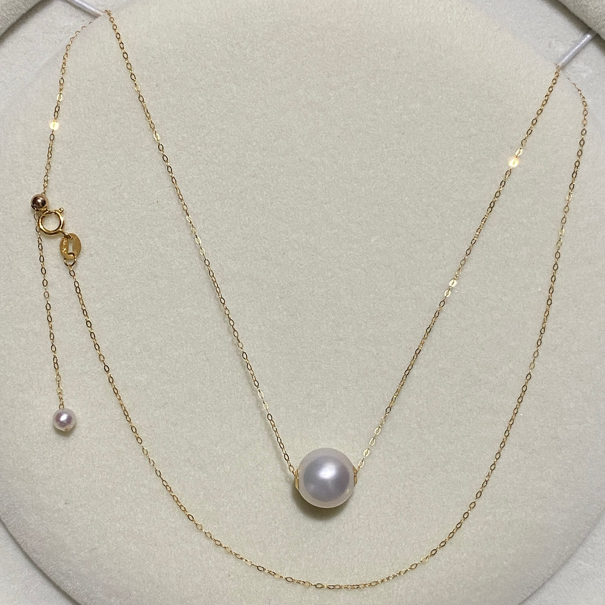 K18YG WG 白蝶真珠 オーストラリア産 ホワイトパール 一粒ペンダント スルーネックレス スライド式チェーン 18k white pearl pendant