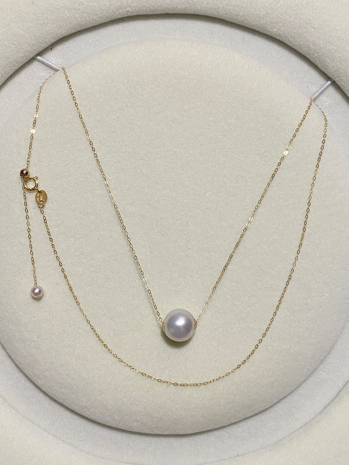 K18YG WG 白蝶真珠 オーストラリア産 ホワイトパール 一粒ペンダント スルーネックレス スライド式チェーン 18k white pearl pendant