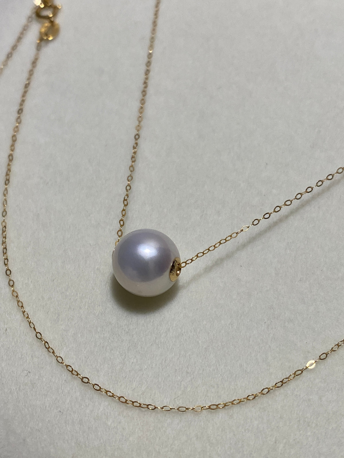 K18YG WG 白蝶真珠 オーストラリア産 ホワイトパール 一粒ペンダント スルーネックレス スライド式チェーン 18k white pearl pendant