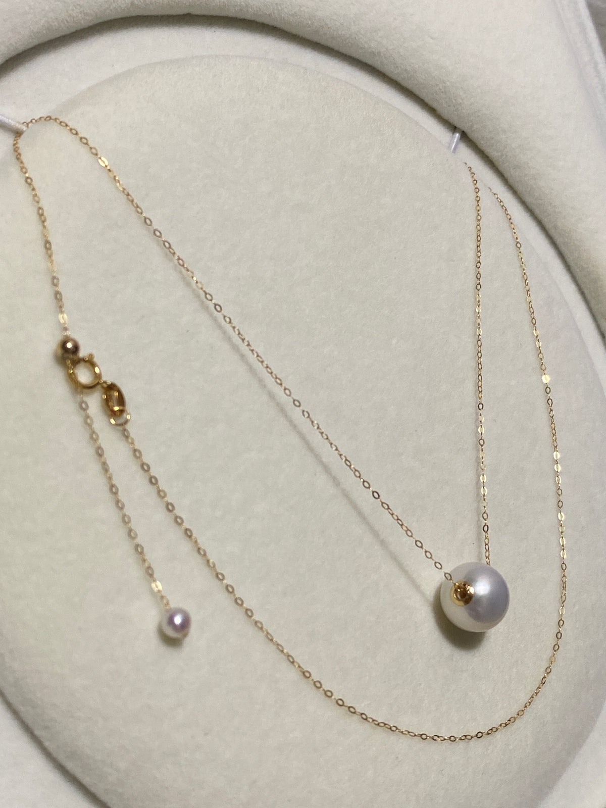 K18YG WG 白蝶真珠 オーストラリア産 ホワイトパール 一粒ペンダント スルーネックレス スライド式チェーン 18k white pearl pendant