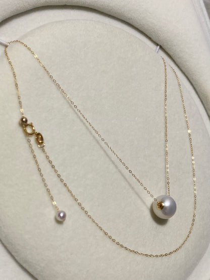 K18YG WG 白蝶真珠 オーストラリア産 ホワイトパール 一粒ペンダント スルーネックレス スライド式チェーン 18k white pearl pendant