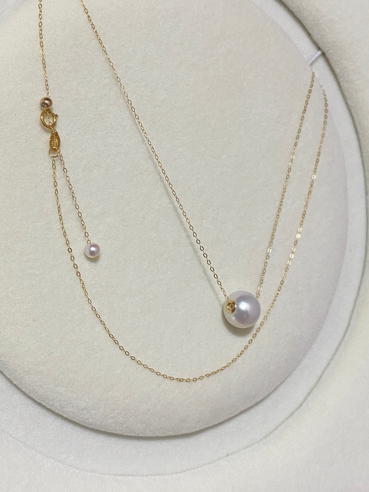 K18YG WG 白蝶真珠 オーストラリア産 ホワイトパール 一粒ペンダント スルーネックレス スライド式チェーン 18k white pearl pendant