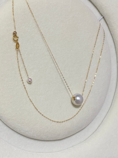 K18YG WG 白蝶真珠 オーストラリア産 ホワイトパール 一粒ペンダント スルーネックレス スライド式チェーン 18k white pearl pendant