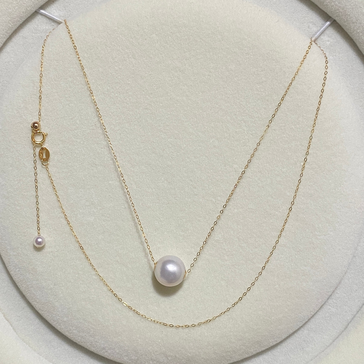 K18YG WG 白蝶真珠 オーストラリア産 ホワイトパール 一粒ペンダント スルーネックレス スライド式チェーン 18k white pearl pendant