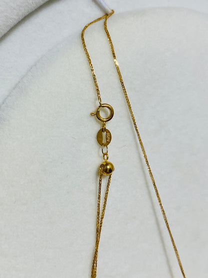 K18YG あこや真珠 ゴールデンパール ネックレス 2way ツインパール ペンダント 双子 スルー 18K ベネチアンチェーン ボックスチェーン