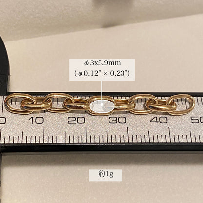 K18YG オーバルチェーン 5cm 貴金属パーツ アジャスター 18K ジョイントパーツ オーバルリンク 楕円あずきチェーン