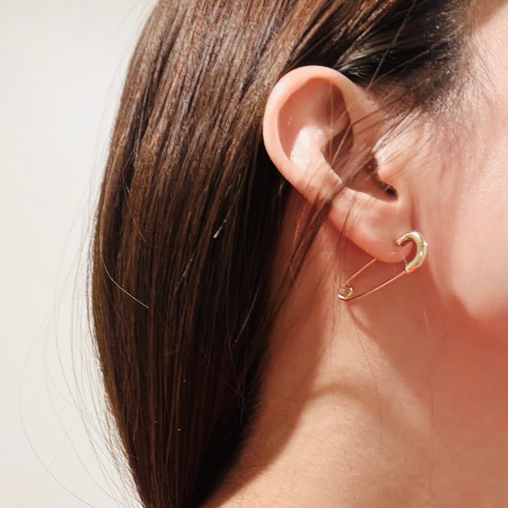 K18YG WG PG ブローチ 安全ピン チャーム留め ピアス 繋ぎ 18K K18YG WG PG 安全ピン ブローチ 30x11mm ピアス ペンダント 2way 3way