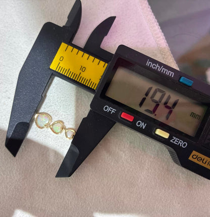 K18YG 天然オーストラリア産オパール ハート スタッドピアス 3連 イエローゴールド 18K ロングピアス 揺れる 可愛い 遊光