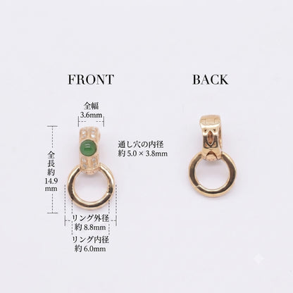 K18YG WG PG マルチバチカン 翡翠 ヒスイ ダイヤモンド ジュエリーパーツ 18K イエローゴールド ロック付き 爪ロック チャーム