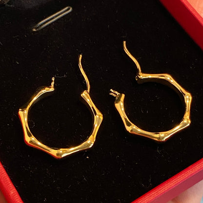 18k bamboo hoop earrings hollow