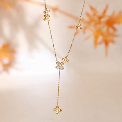 K18YG フローラルブレスレット 花 四つ葉 18k フラワー ダイヤモンド チャームブレスレット クローバー 金色 ゴールドフラワー 金木犀