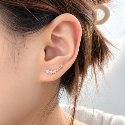K18PG WG YG スマイルピアス 星 ダイヤモンド スター 花 18k