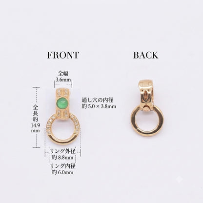 K18YG WG PG マルチバチカン 翡翠 ヒスイ ダイヤモンド ジュエリーパーツ 18K イエローゴールド ロック付き 爪ロック チャーム