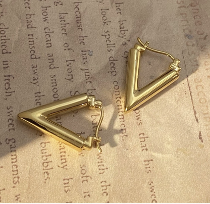 18k gold jewelry hoops earrings triangle