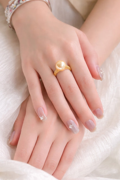 K18YG ゴールデンパール 指輪 南洋真珠 パール リング イエローゴールド 18K ゴールドパール 金色 真珠 パール