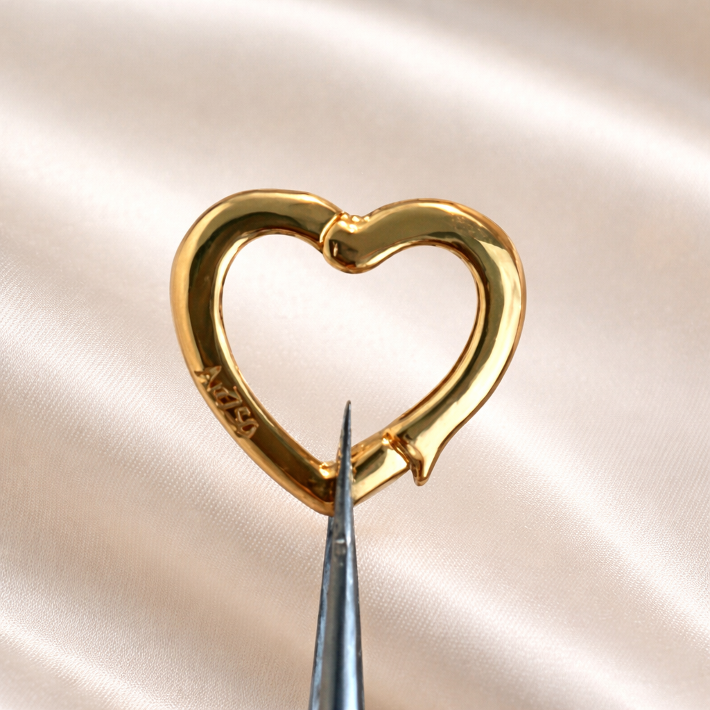 K18YG WG PG ハート チャーム 18金 クラスプ 留め具 チェーンパーツ コマ 18K 開口 繋ぎ イエローゴールド ホワイトゴールド ハート型