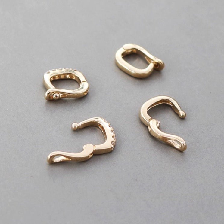 K14 PG YG クリッカー クラスプ パーツ バチカン イエローゴールド ピンクゴールド 14K K14YG チェーンパーツ ペンダントパーツ ミニ 小 ジルコニア ジルコン 鏡面 繋ぎ 繋ぐ ネックレスパーツ - Jewelry Hills Tokyo
