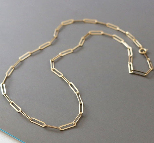 K14YG イエローゴールド 14K ペーパークリップ チェーンネックレス ペパークリップ 40cm 14k ネックレス (~55cm) - Jewelry Hills Tokyo