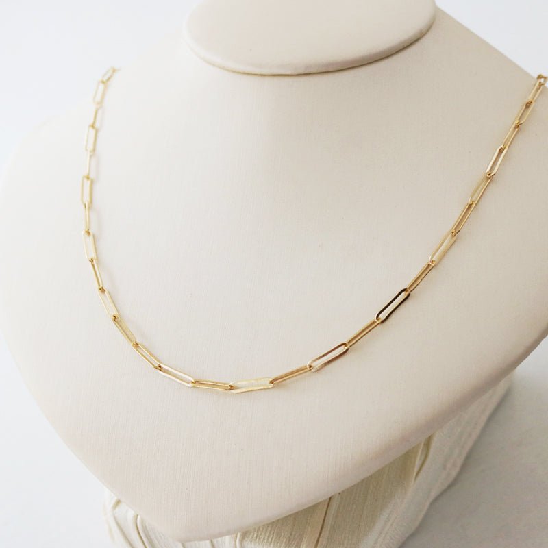 K14YG イエローゴールド 14K ペーパークリップ チェーンネックレス ペパークリップ 40cm 14k ネックレス (~55cm) - Jewelry Hills Tokyo