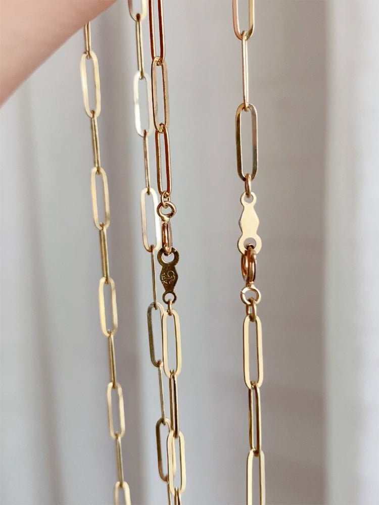K14YG イエローゴールド 14K ペーパークリップ チェーンネックレス ペパークリップ 40cm 14k ネックレス (~55cm) - Jewelry Hills Tokyo