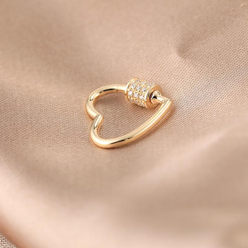 K14YG ハートチャーム ダイヤ パーツ ネックレスチャーム ダイヤモンド ペンダント クラスプ 開口 繋ぎ コイル式 コネクター 14K - Jewelry Hills Tokyo