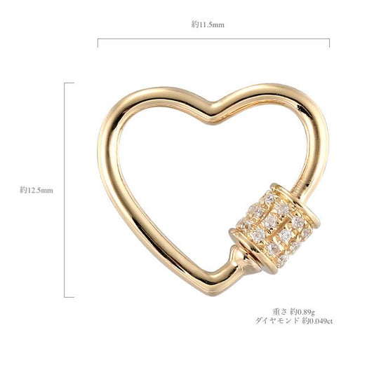 K14YG ハートチャーム ダイヤ パーツ ネックレスチャーム ダイヤモンド ペンダント クラスプ 開口 繋ぎ コイル式 コネクター 14K - Jewelry Hills Tokyo