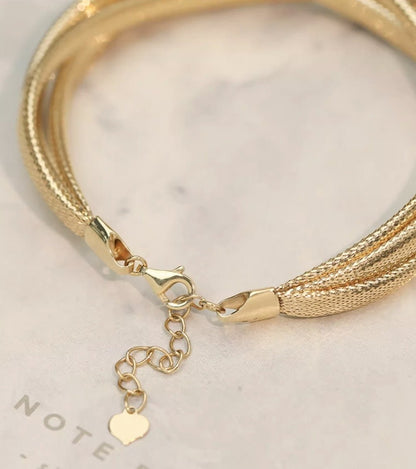 K18 蛇 ブレスレット バングル スネーク 18K YG イエローゴールド K18YG ツイスト 太め ゴツい ボリューム ねじり 編み 弾力ブレスレット - Jewelry Hills Tokyo