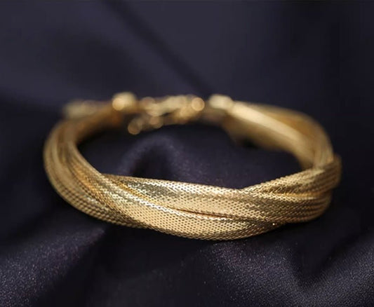 K18 蛇 ブレスレット バングル スネーク 18K YG イエローゴールド K18YG ツイスト 太め ゴツい ボリューム ねじり 編み 弾力ブレスレット - Jewelry Hills Tokyo
