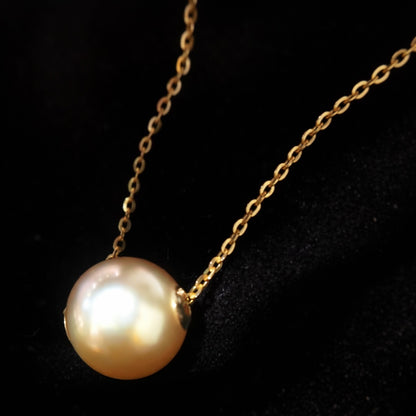 K18YG ゴールデンパール ペンダント 南洋真珠 パール スルーネックレス イエローゴールド 18K ゴールドパール 金色 一粒 ネックレス