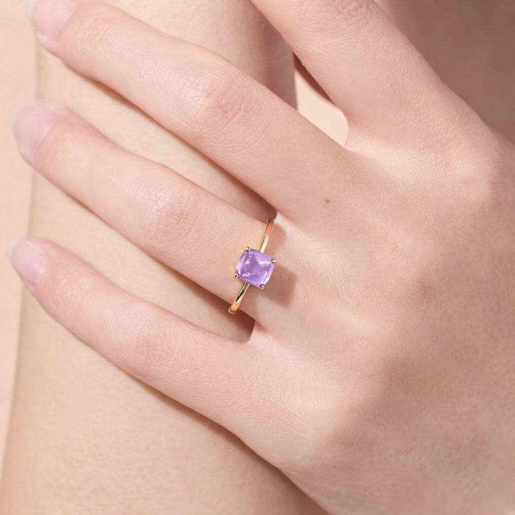 K18YG WG PG アメジスト カボション ネックレス ピアス 指輪 ぷっくり