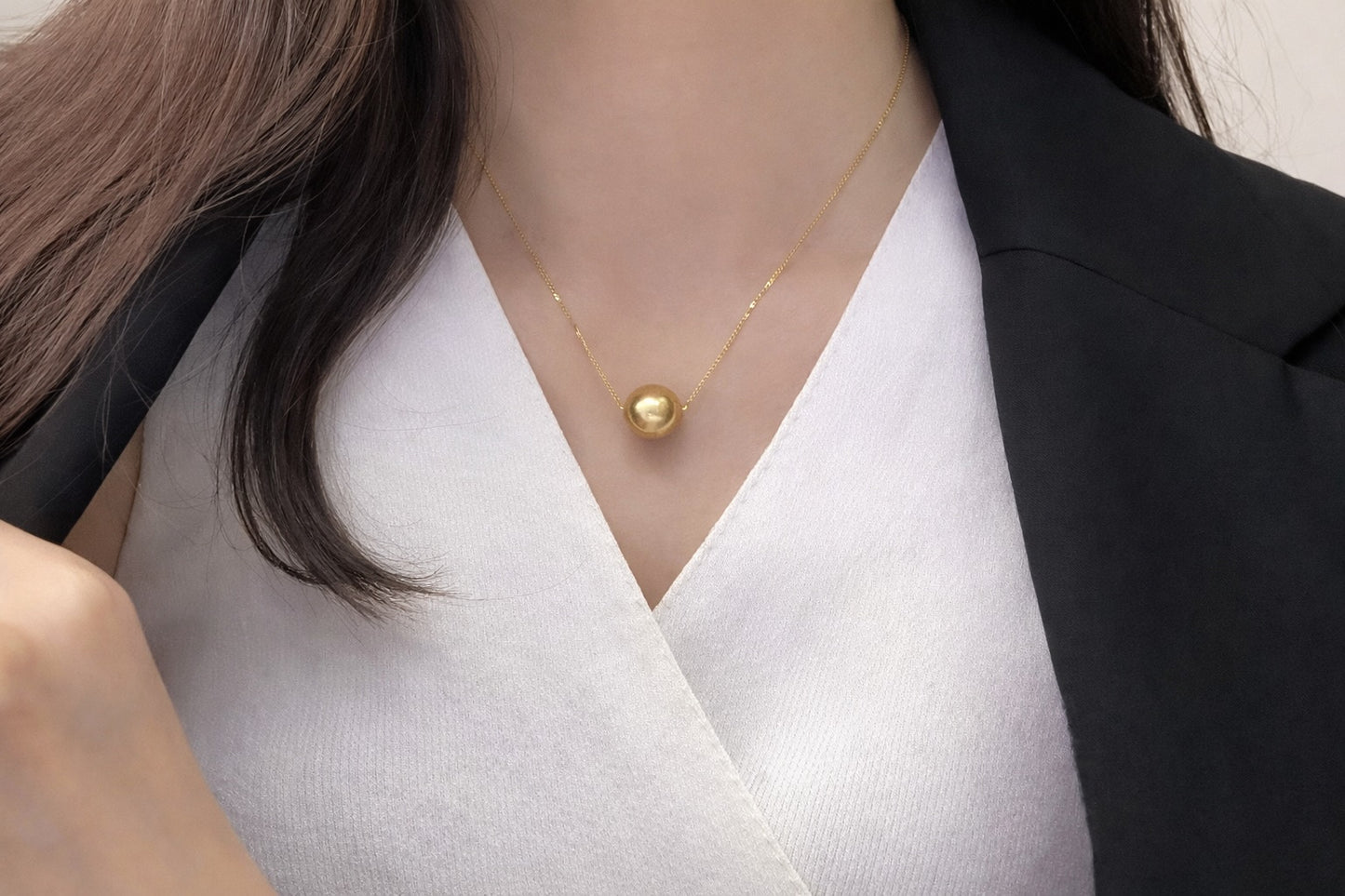 K18YG ゴールデンパール ペンダント 南洋真珠 パール スルーネックレス イエローゴールド 18K ゴールドパール 金色 一粒 ネックレス