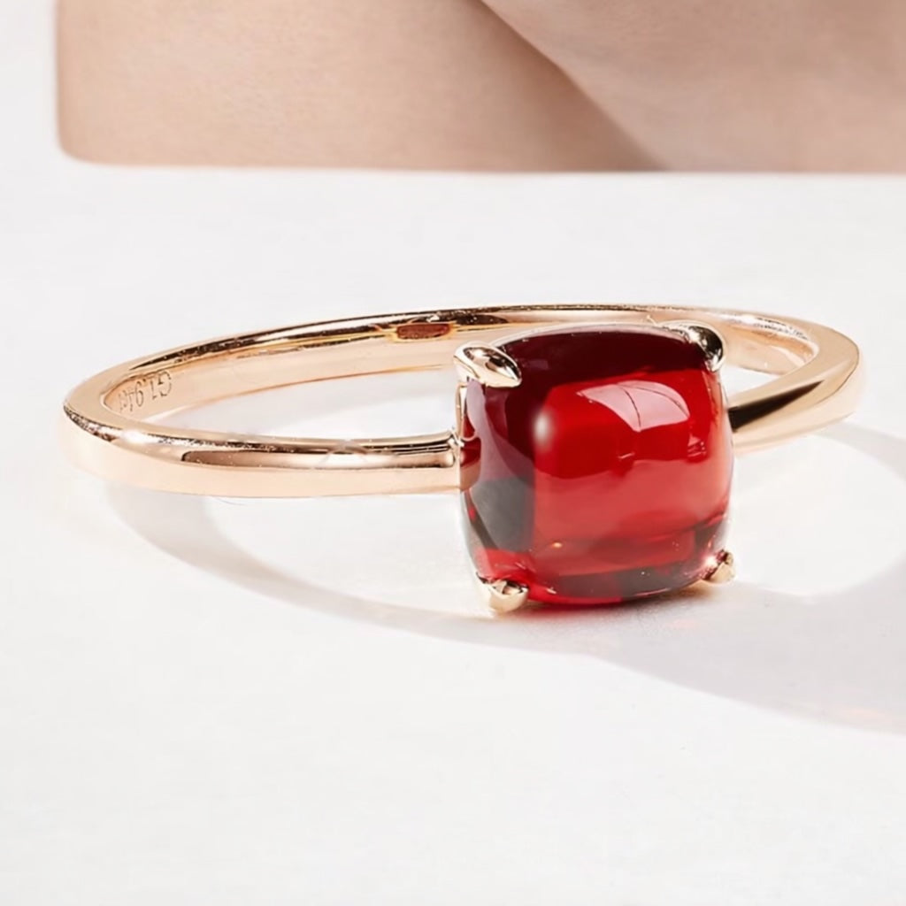 K18YG WG PG ガーネット カボション ネックレス ピアス 指輪 ぷっくり