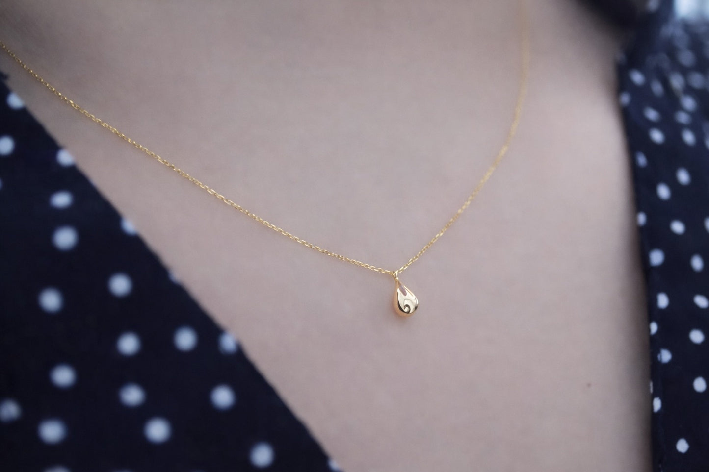 K18YG ティアドロップ ネックレス ペンダント 小ぶり シンプル 小さめ 雫 18k ペンダント