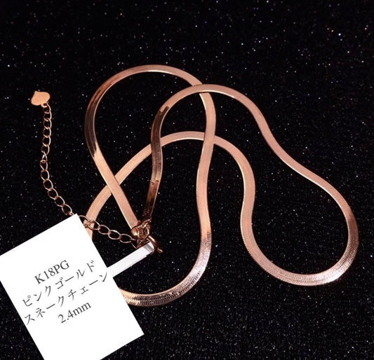 K18PG ピンクゴールド ネックレス スネークチェーン スネークネックレス - Jewelry Hills Tokyo
