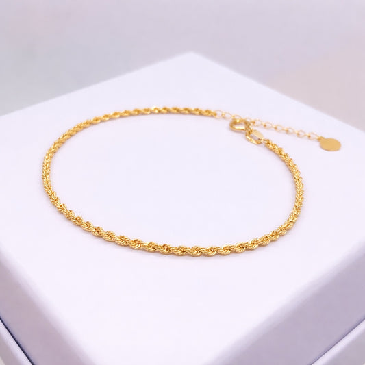 K18YG ロープチェーン 1.7mm ブレスレット イエローゴールド 18K ツイスト ブレス