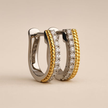 K18WG PG YG ダイヤモンド ピアス フープピアス リングピアス 馬蹄 ホースシュー 馬の蹄 U U字 シンプル 18K ホワイトゴールド イエローゴールド ピンクゴールド - Jewelry Hills Tokyo