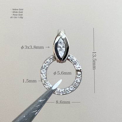 K18WG YG PG バチカン ホースアイ マーキスカットダイヤ ダイヤモンド パーツ ネックレス ダイヤ チャーム 留め金具 18K ジュエリーパーツ ネックレスパーツ ペンダントパーツ マルチバチカン ロック付き 爪ロック - Jewelry Hills Tokyo