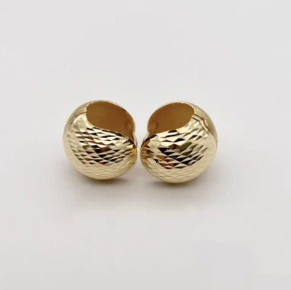 K18YG イエローゴールド フープピアス ピアス リングピアス 12.5mm 松ぼっくり コロコロ 球体 18金 18K K18 ボールカット 2way - Jewelry Hills Tokyo