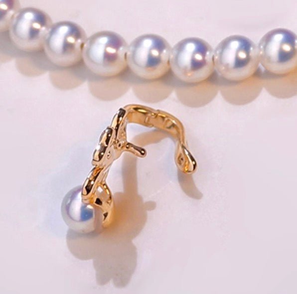 K18YG クローバー チャーム あこや真珠 18金 ペンダント ネックレスチャーム 四ツ葉 18K 開口 バチカン ジルコニア ブレスレットチャーム - Jewelry Hills Tokyo
