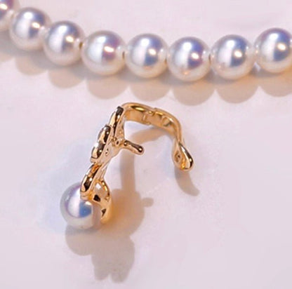 K18YG クローバー チャーム あこや真珠 18金 ペンダント ネックレスチャーム 四ツ葉 18K 開口 バチカン ジルコニア ブレスレットチャーム - Jewelry Hills Tokyo